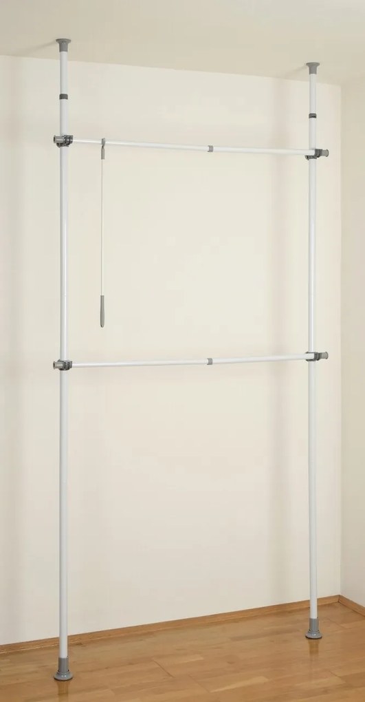 Suport extensibil pentru haine, Wenko, Herkules Basic, inox/plastic/polipropilena