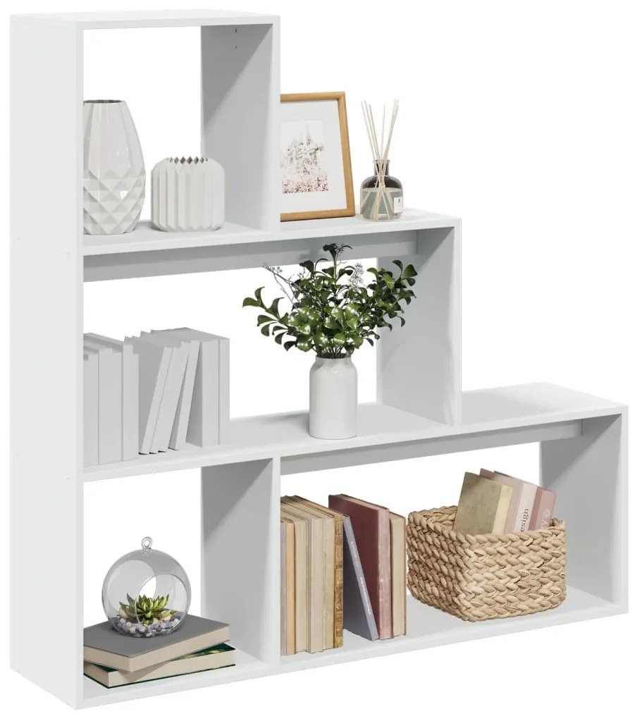vidaXL Bibliotecă/separator cameră 3 niveluri, alb, 123x29x123 cm lemn