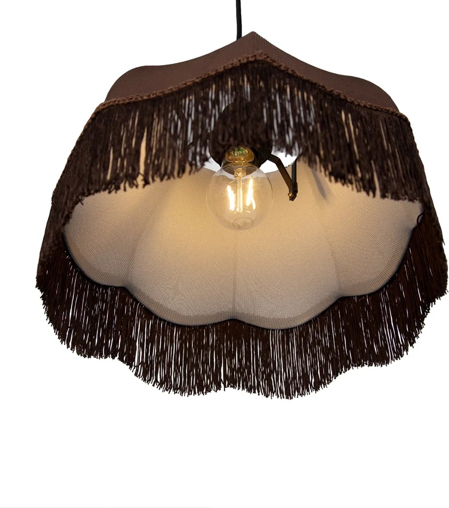 Lampă suspendată neagră cu abajur maro și interior alb 31,5 cm 3 lumini - Cava