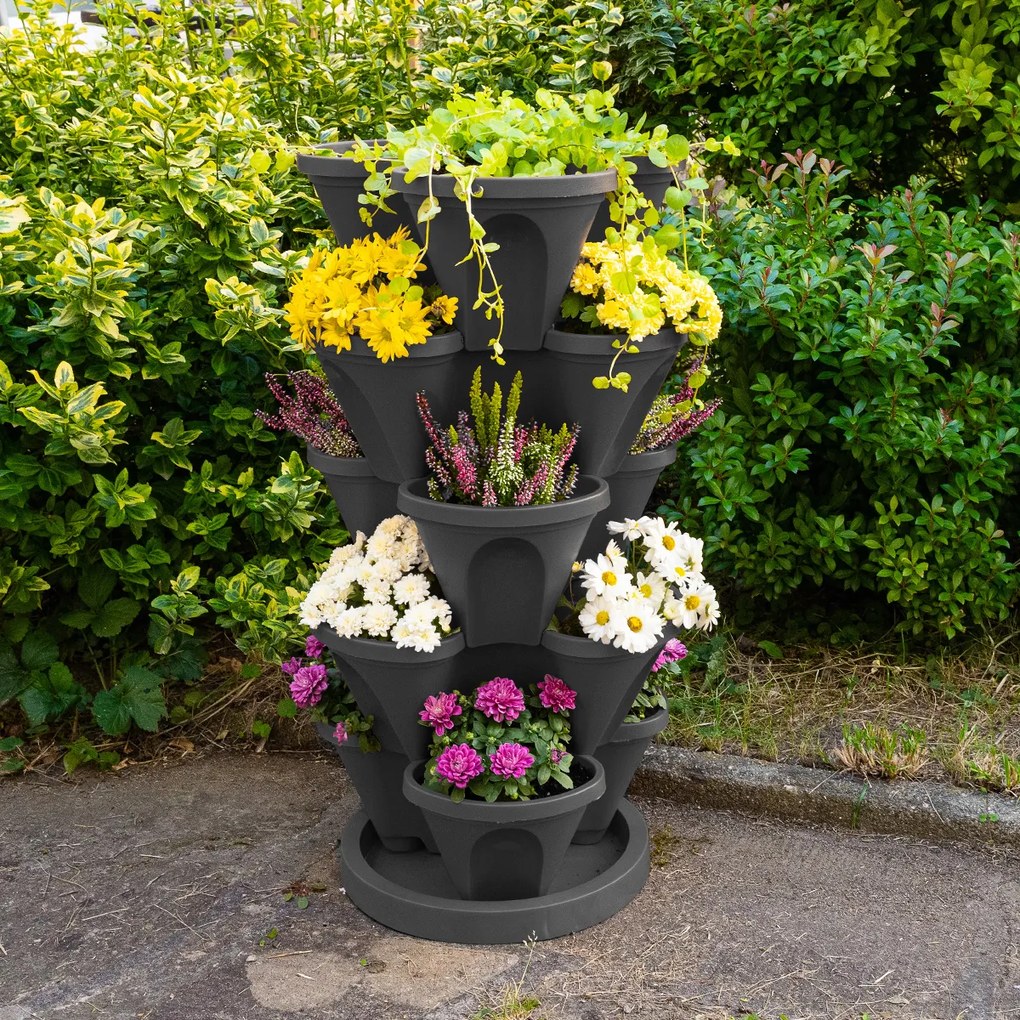Cascadă pentru flori 4Home din 5 piese, antracit, 5 etaje