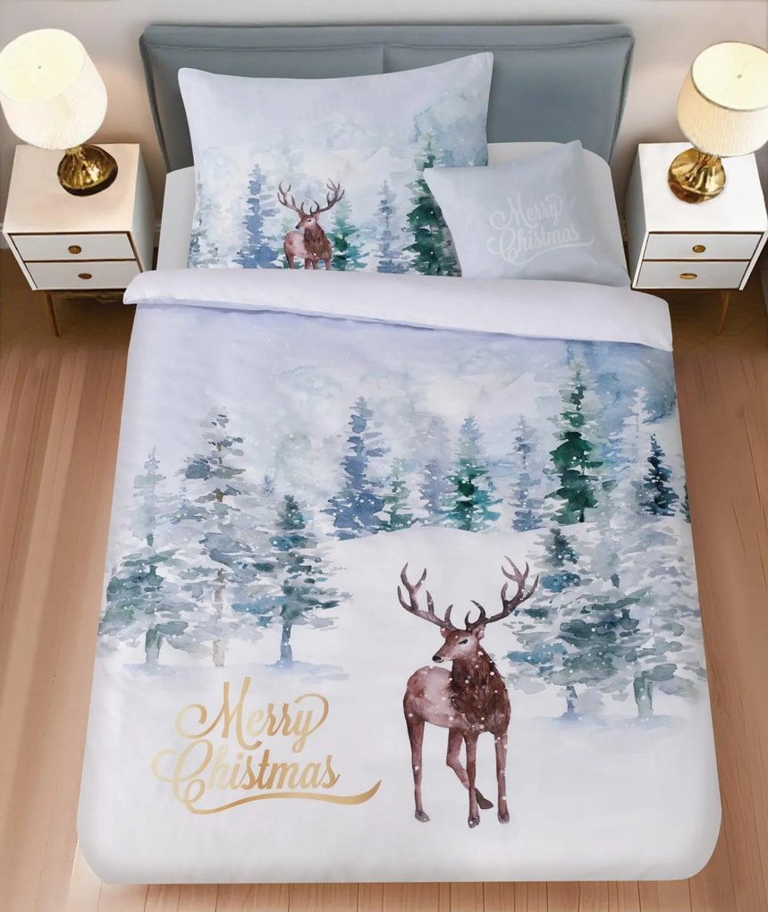 Lenjerie de pat din microsaten DEER SEASON alb + husa pentru perna 45 x 45 cm gratuita Dimensiune lenjerie de pat: 70 x 90 cm | 140 x 200 cm