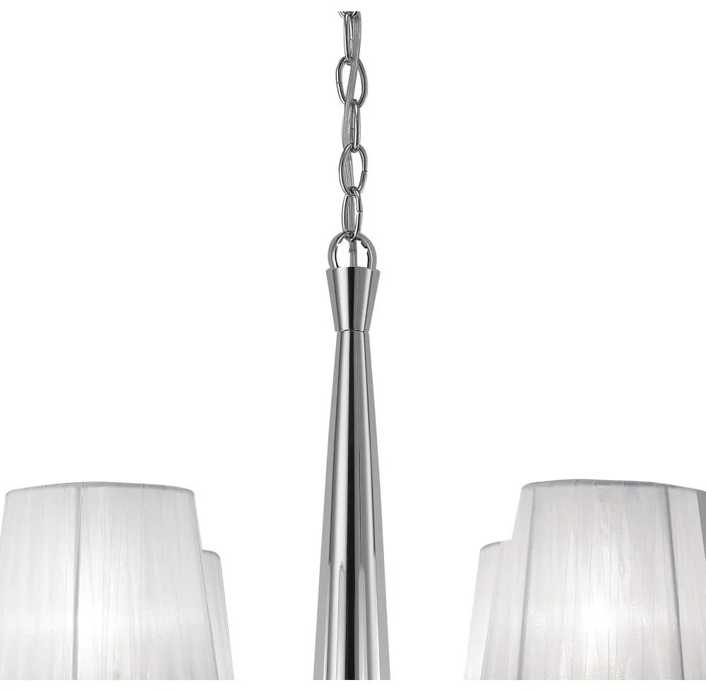 Candelabru elegant cu 4 brate Tiffany crom/ abajur alb