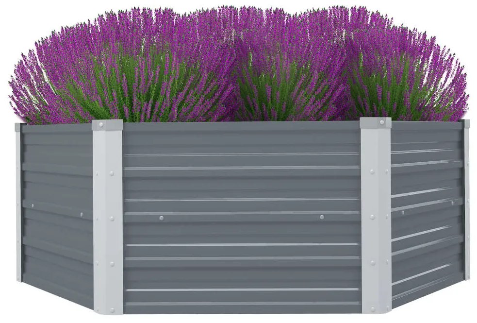 vidaXL Pat înalt cu straturi, 129x129x46 cm, oțel galvanizat, gri