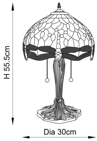 Endon 64086 - Lampă de masă Tiffany DRAGONFLY 2xE27/60W/230V Ø 30 cm
