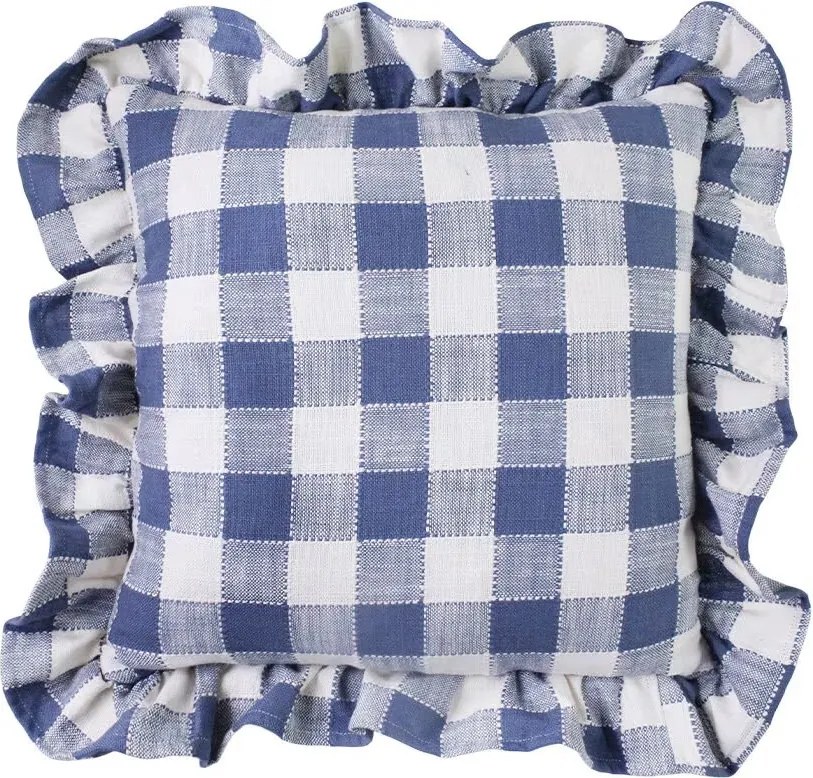 Față de pernă din bumbac organic 45x45 cm albastru, „Ida Check"