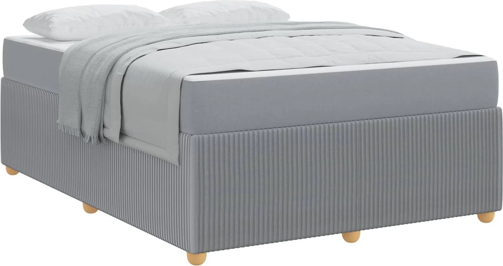 vidaXL Cadru de pat cu saltea Gri deschis 160 x 200 cm țesătură