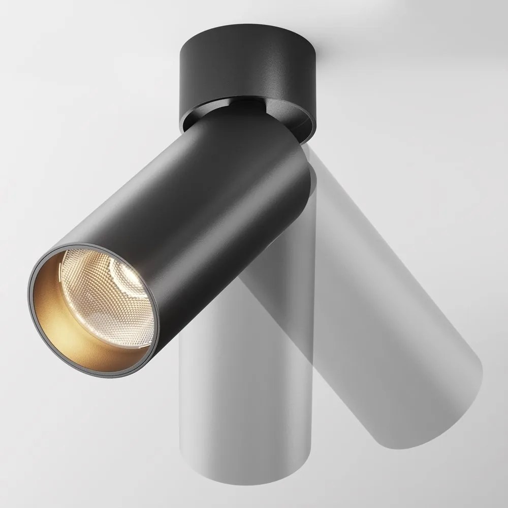 Spot LED aplicat directionabil, dimabil, design tehnic Focus negru, 3000K