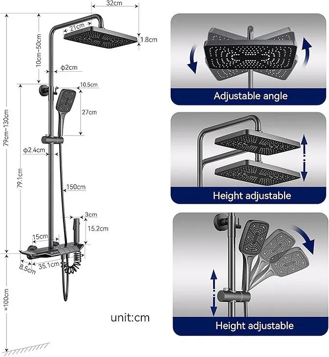 Set coloana dus S21, display digital, afisare temperatura, 4 functii integrate