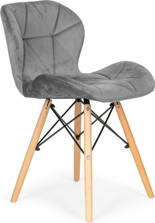 Set de 4 scaune din catifea gri