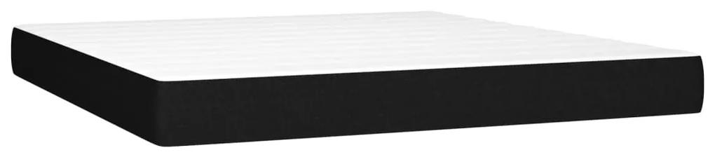 Pat box spring cu saltea, negru, 180x200 cm, catifea Negru, 180 x 200 cm, Design cu nasturi
