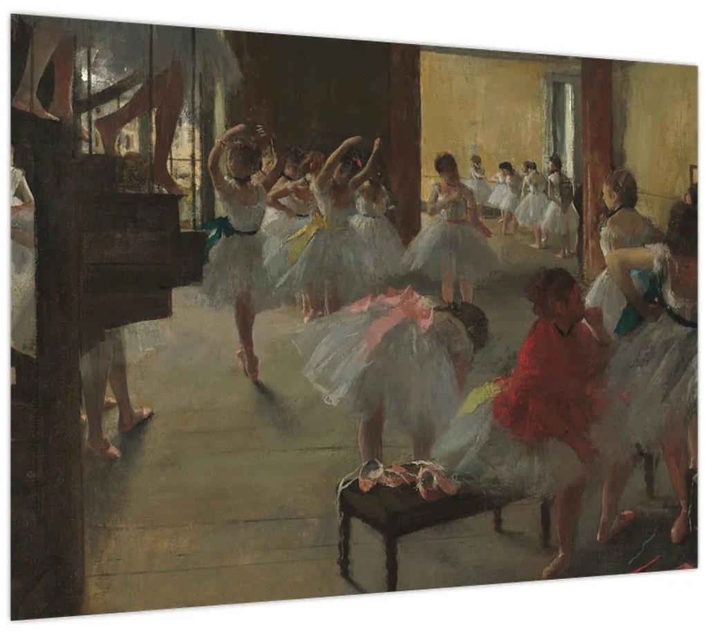 Tablou pe sticlă - Edgar Degas, The Dance Class, reproducere (70x50 cm)