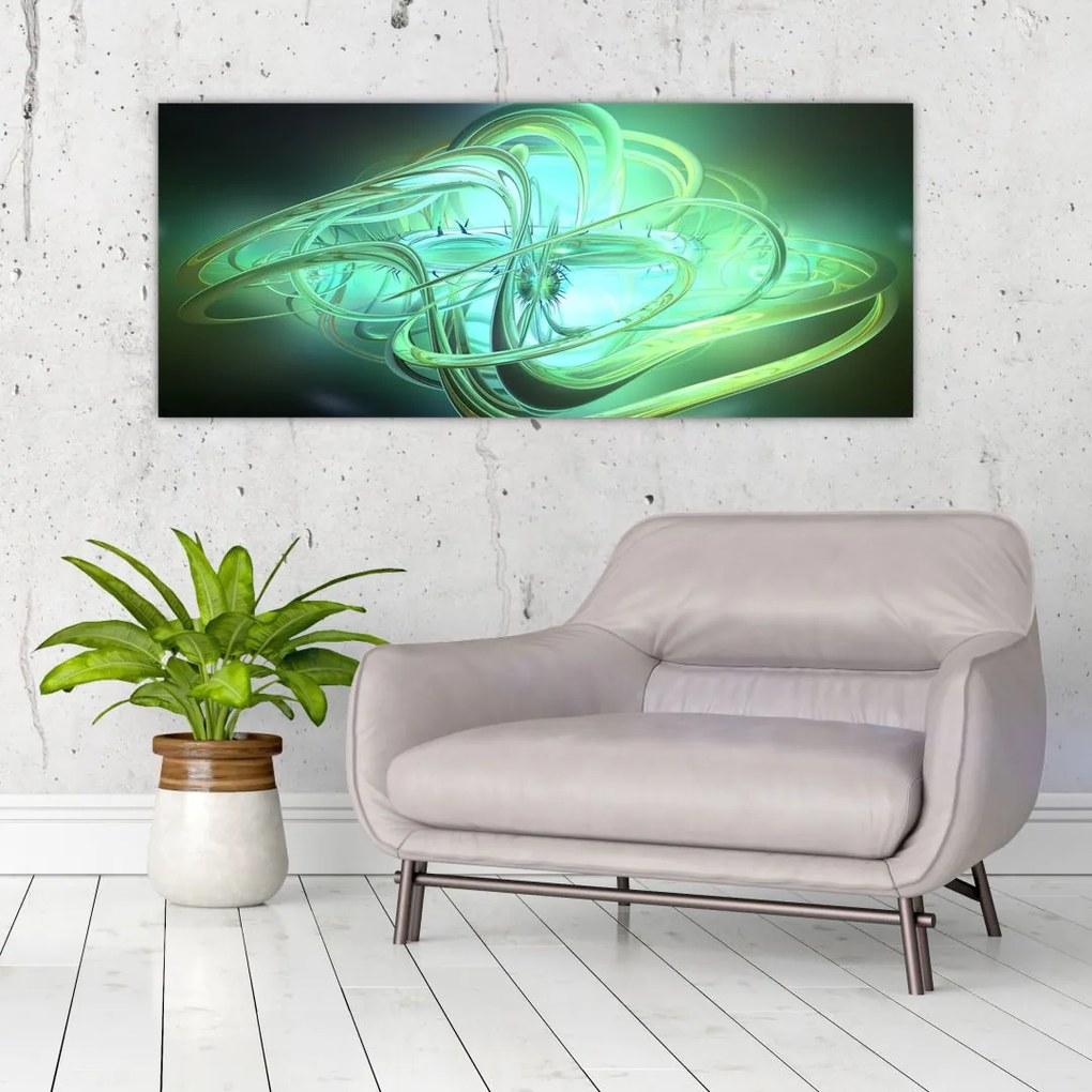 Tabloul cu abstracție verde (120x50 cm)