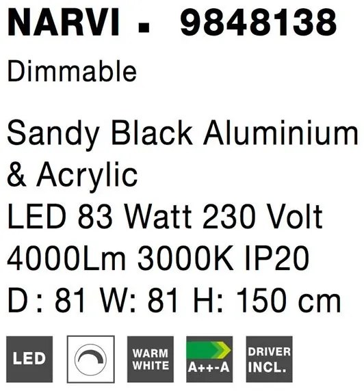 Lustra LED suspendata, dimabila design modern NARVI 81x81cm