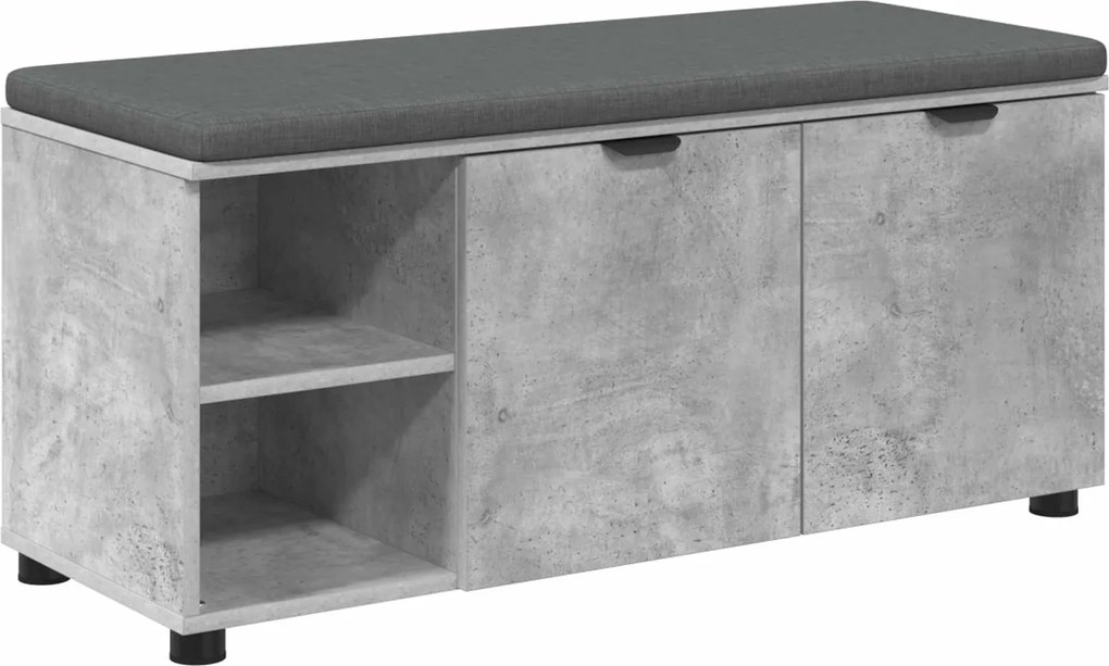 vidaXL Bancă pentru hol cu pernă cu raft Gri Beton 100 x 38 x 46 cm