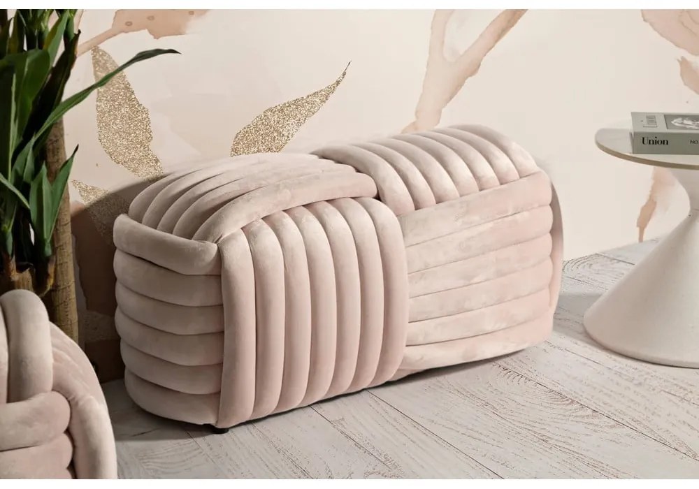 Bancă roz-deschis cu tapițerie din catifea Softy – Mauro Ferretti