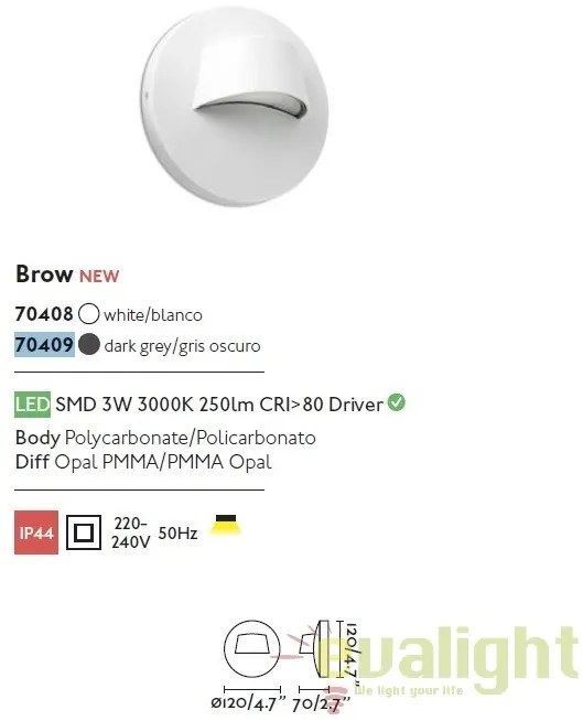 Aplica LED iluminat exterior design minimalist BROW gri inchis 70409