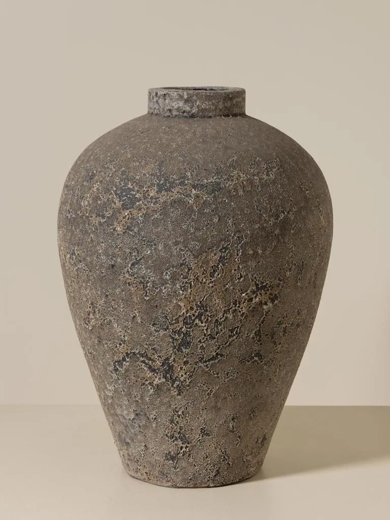 Vas decorativ din teracotta , cu finisaj antichizat , H40cm , "Patina"