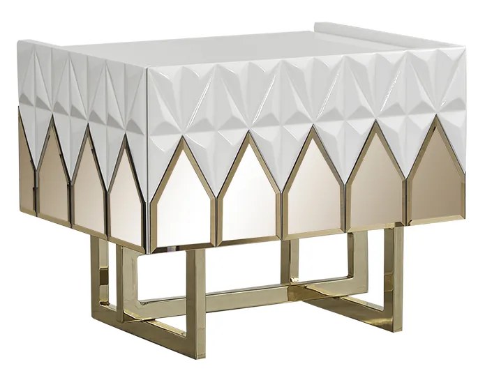 Set dormitor complet - premium lav - alb cu auriu