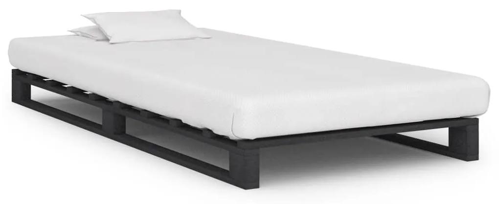 285249 vidaXL Cadru de pat din paleți, gri, 100 x 200 cm, lemn masiv de pin