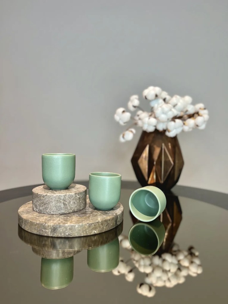 Pahar Cafea Novum (Verde Menta Pudrat-Mat, 150ml) Gresie Glazurata Manual