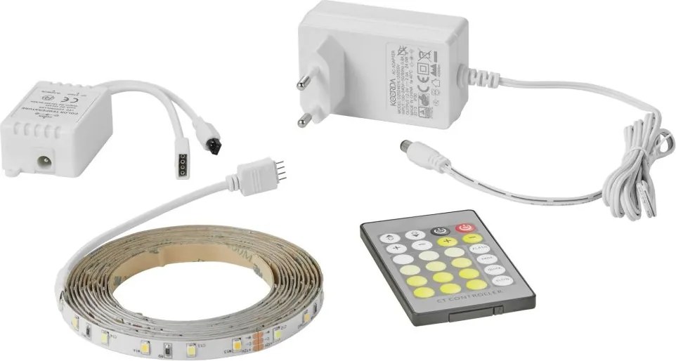 Banda 3 metri IP44 LED 2700-6500K, telecomanda Led Strip White
