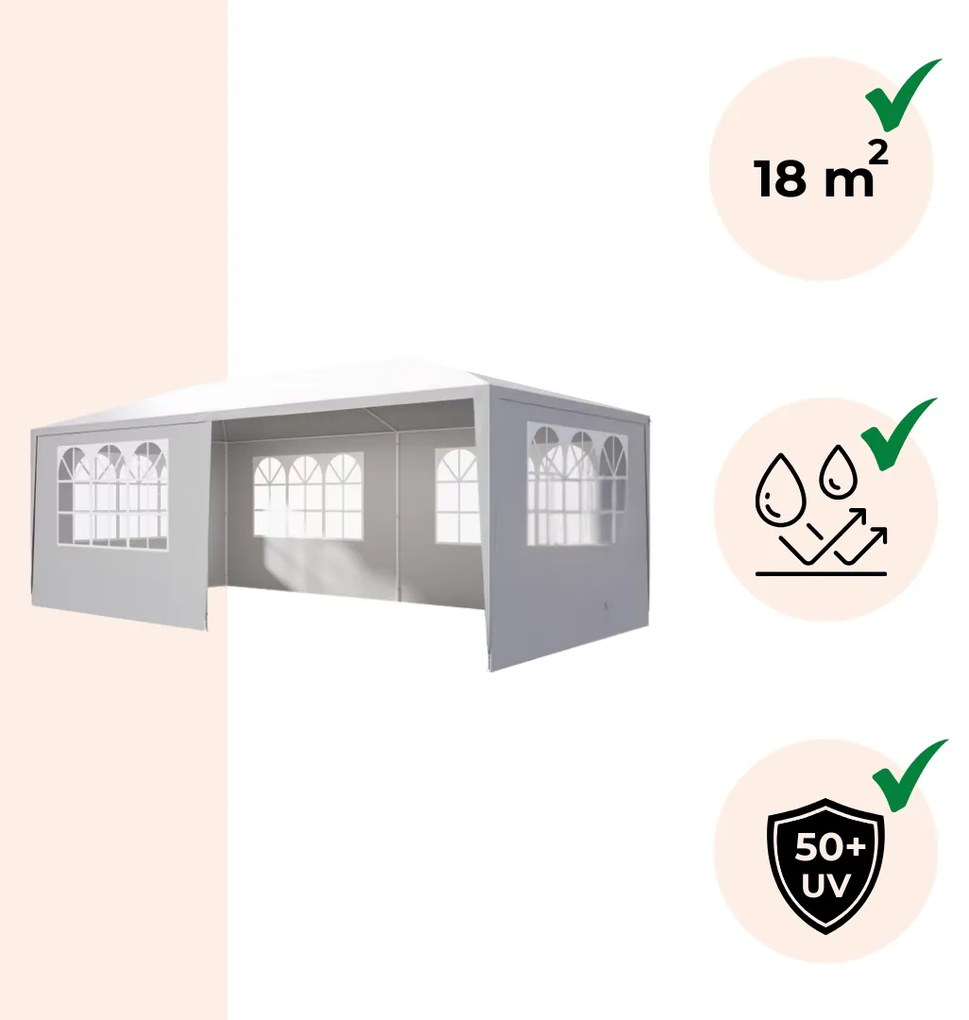Cort de petrecere NEAPOL, 3x6m, alb Jurhan