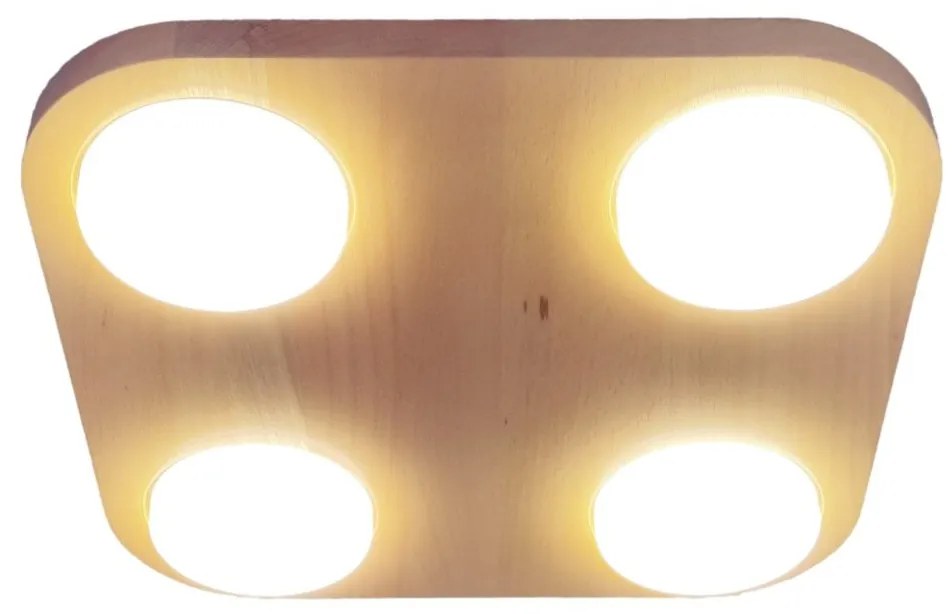 Plafoniera LED rustica fabricata manual din lemn OKIO 4L