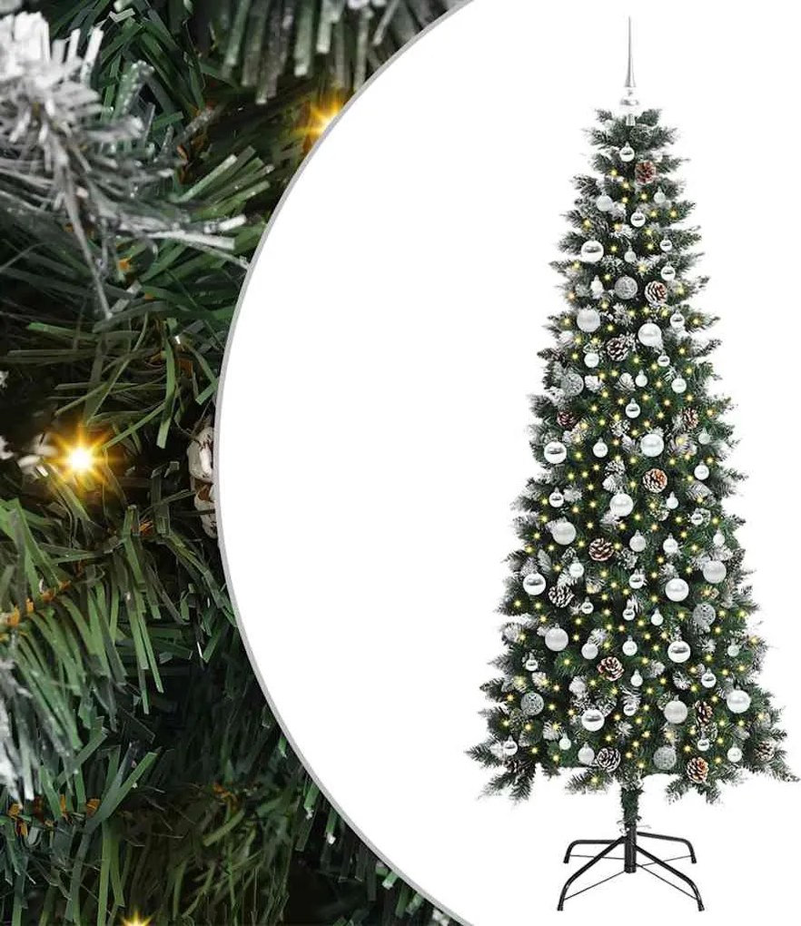 vidaXL Brad de Crăciun artificial Verde 210 cm PVC și Plastic și Oțel