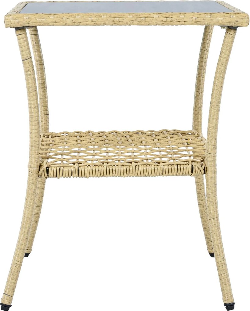 Set de mobilier din rattan pentru balcon (3 piese), 2 scaune balansoar confortabile cu spătar înalt, 80x76x86 cm, Bej