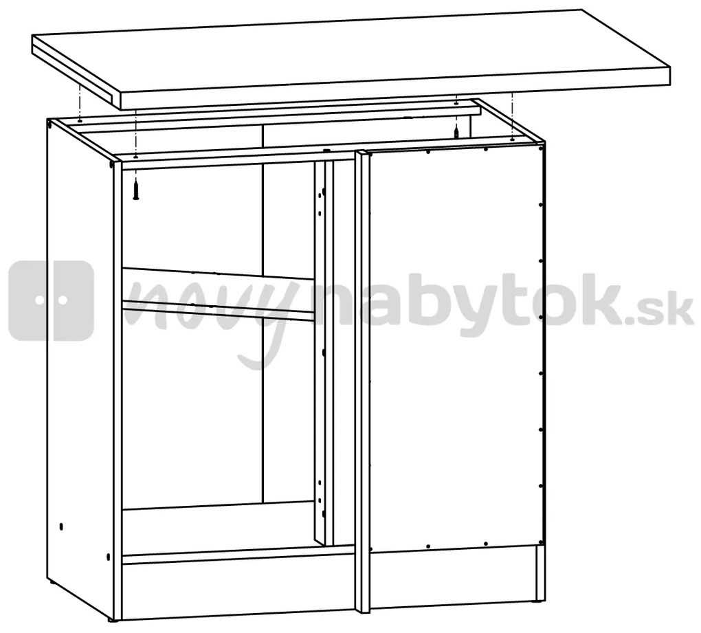 Dulap inferior de bucătărie, de colț Junona line DNW/100/82/p (Stejar sonoma + Wenge). 742472