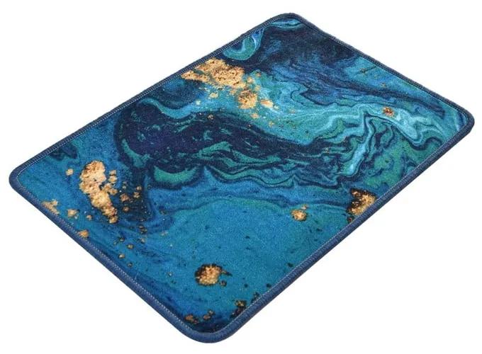 Covoraș de baie albastru/auriu 60x40 cm Marbling - Foutastic
