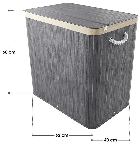 Juskys Coș de bambus Curly 150 L - gri