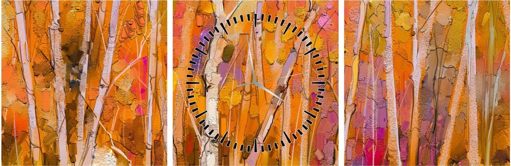Tablou - Pădurea toamna (cu ceas) (90x30 cm)