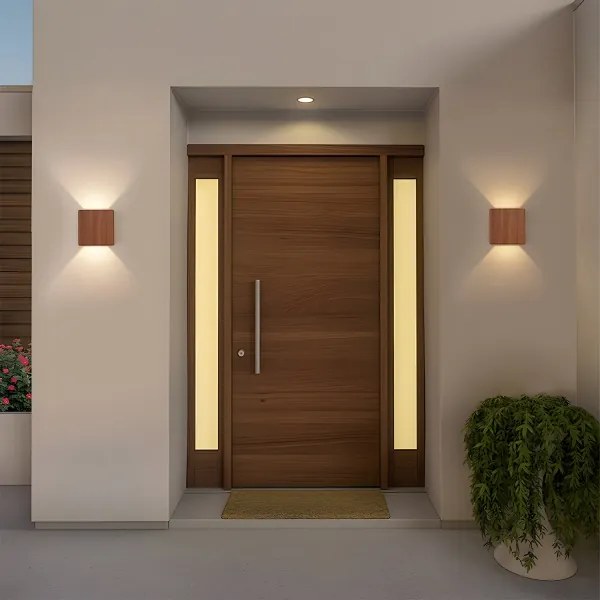 Brilagi - Aplica de perete LED pentru exterior DOUBLERAY LED/6W/230V cu decor din lemn IP54