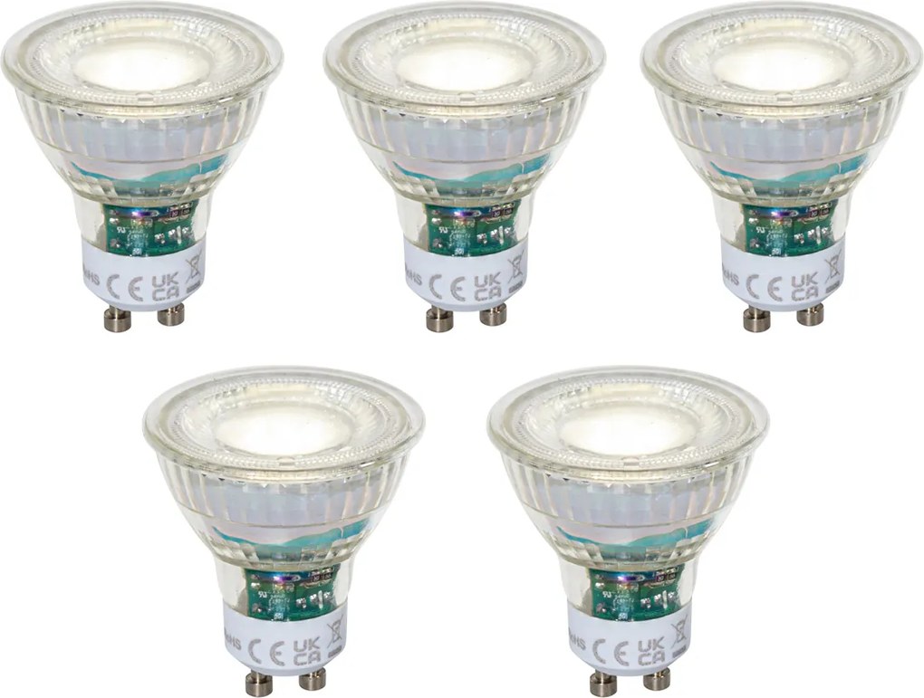 Set de 5 becuri LED GU10 50mm reglabile, clare, 2,5W, 450 lm, 4000K