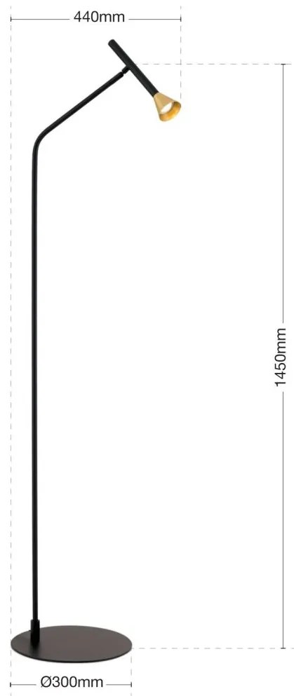 Lampadar LED stil scandinav minimalist ODEON negru/alama