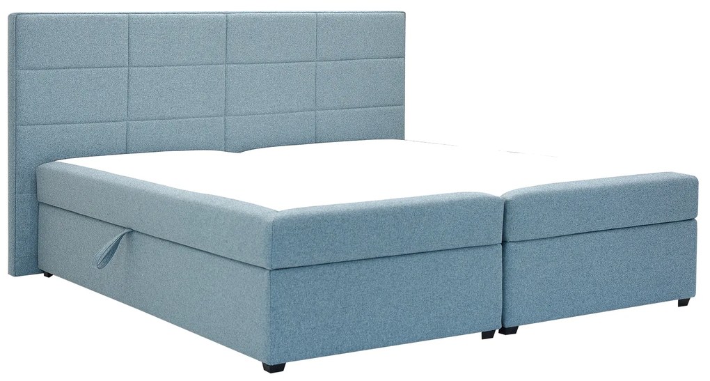 Pat matrimonial Boxspring 180 cm Revenant (albastru) (cu somieră și saltea) (cu sp. depozitare). 1098562