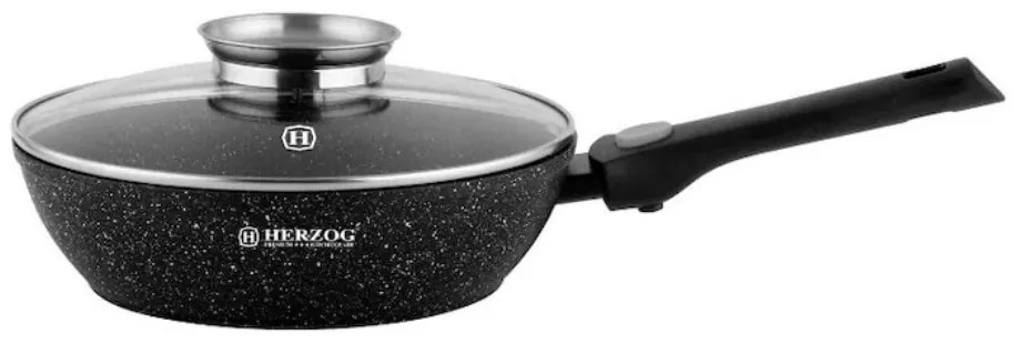 Tigaie Wok cu Capac si Buton pentru Aroma Acoperire Marmura 28 cm 3.8L