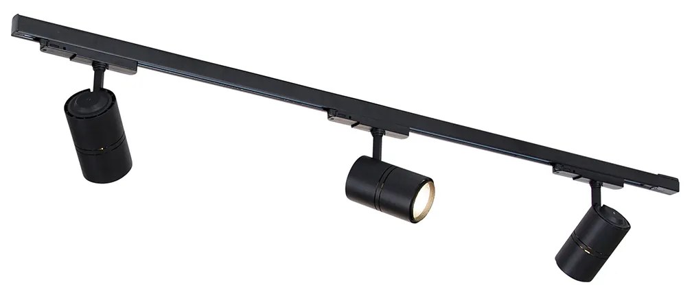 Sistem de șine negru cu LED reglabil 3 lumini trifazate dreapta - Ruler 38