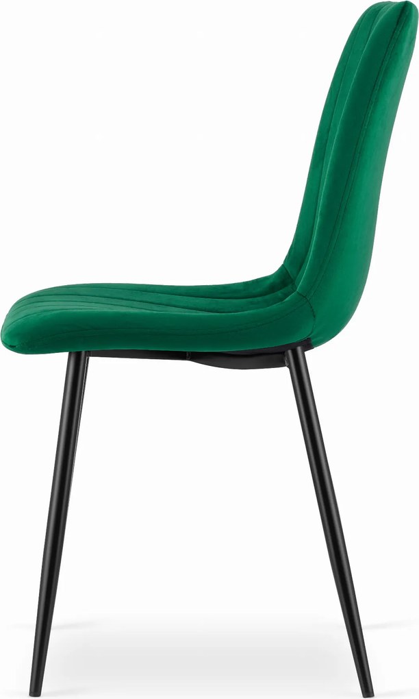 Verde scaun bucatarie LAVA din catifea cu picioare negre