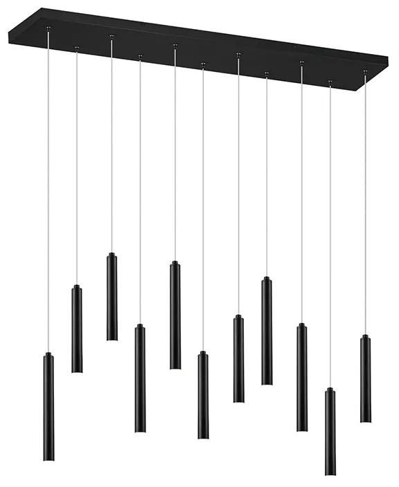 Lampă suspendată neagră, cu LED cu 3 trepte, reglabilă, cu 11 lumini - Tubas