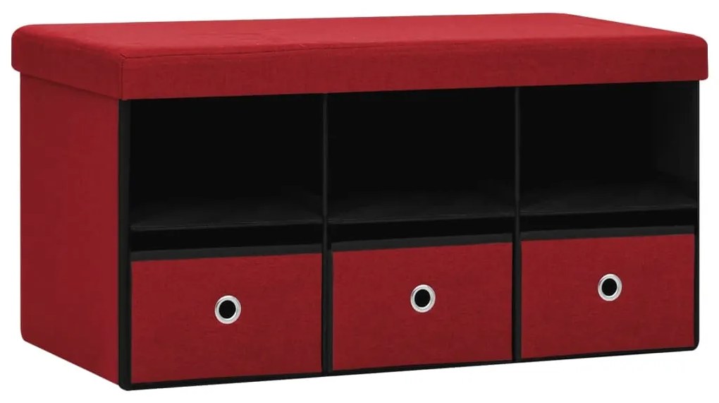 338809 vidaXL Bancă depozitare pliabilă, roşu vin, 76x38x38 cm imitație pânză