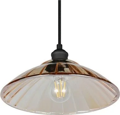 Lustră neagră/chihlimbar din metal cu abajur din sticlă ø 29,5 cm Eluna – Reality