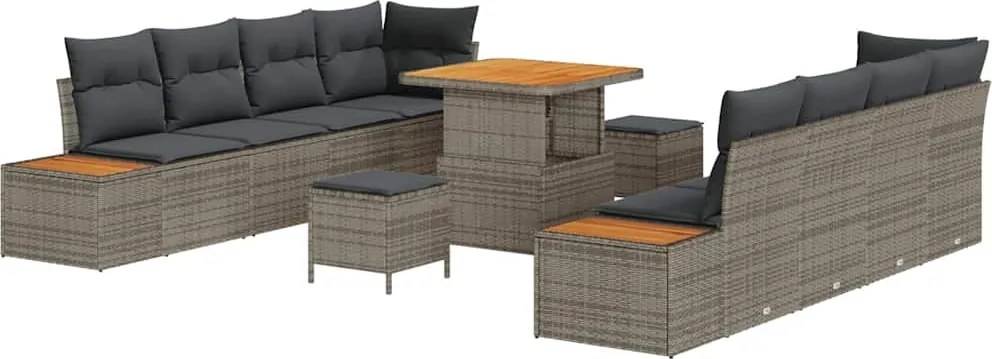 vidaXL Set de canapele pentru grădină 11 pcs Gri poliratan