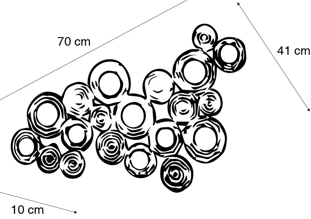 Aplică de perete Art Deco cupru 77 cm - Circles