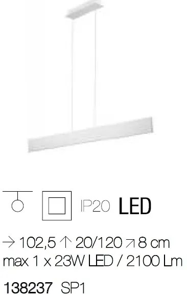 Lustra suspendata design modern LED DESK SP1 BIANCO 138237