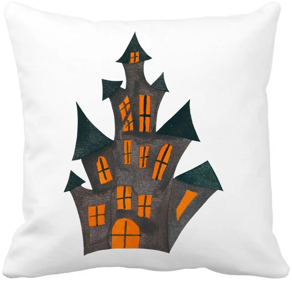 Perna Decorativa cu motiv de Halloween 6, 40x40 cm, Alba, Mata, Husa Detasabila, Burduf