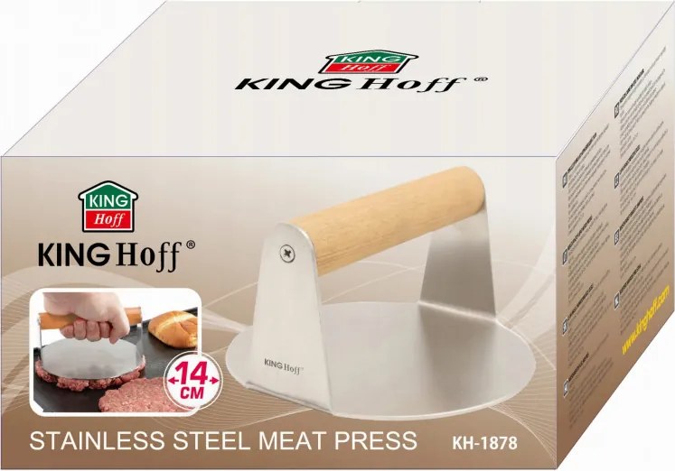 Resigilat: Burger Press Kinghoff KH 1878, Oțel inoxidabil, Ușor de spălat, Diametru 11,4 cm, Inox