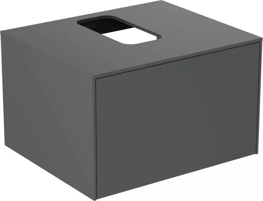 Dulap baza suspendat Ideal Standard Atelier Conca antracit mat 1 sertar si blat cu decupaj central 60 cm