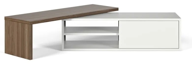 Comodă TV TemaHome Move, alb - cu aspect de lemn de nuc